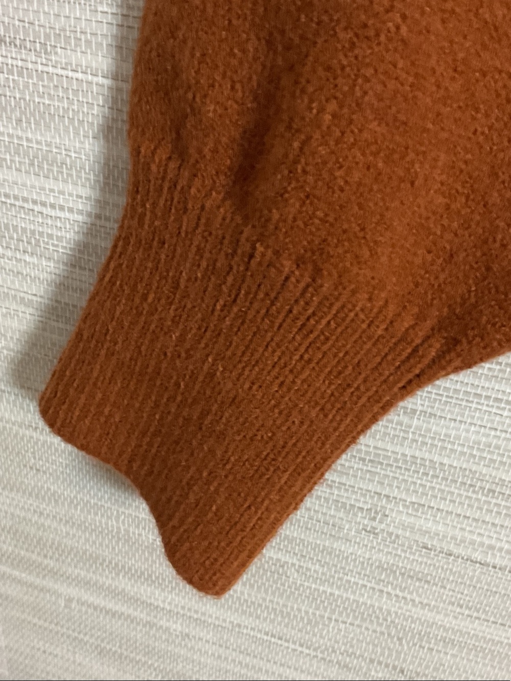 &Merci Turtleneck Floral Leaf Appliqué Patchwork Sweater in Rust & Cream Large - Picture 8 of 15